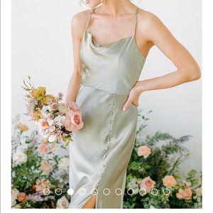 ISO Billie Satin Dress- size 6 or 8, in Deep Olive